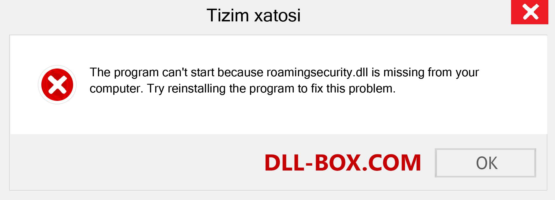 roamingsecurity.dll fayli yo'qolganmi?. Windows 7, 8, 10 uchun yuklab olish - Windowsda roamingsecurity dll etishmayotgan xatoni tuzating, rasmlar, rasmlar